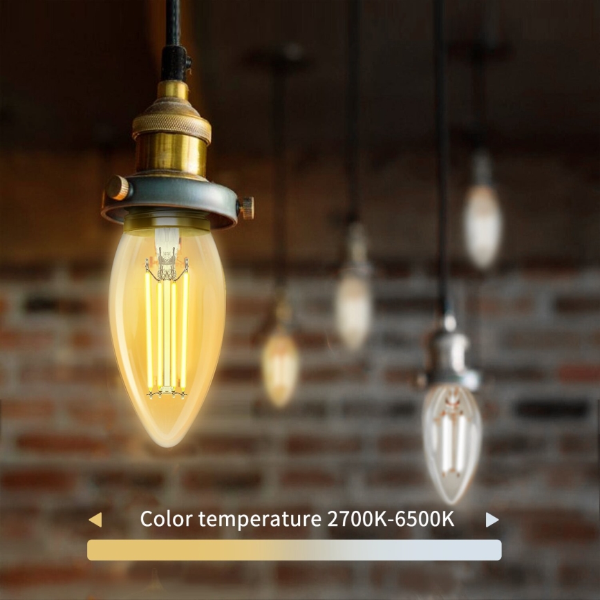 Dimmbare LED-Lampe FILAMENT C35 E14/4,5W/230V 2700-6500K Wi-Fi - Aigostar