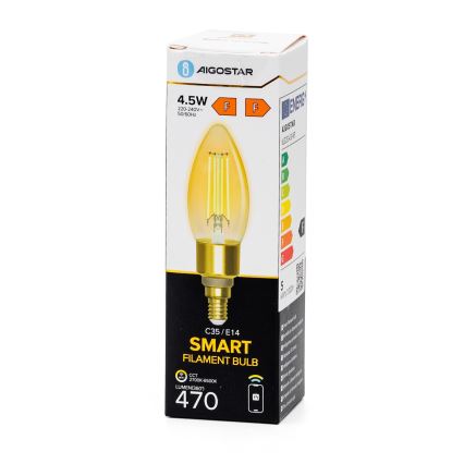 Dimmbare LED-Lampe FILAMENT C35 E14/4,5W/230V 2700-6500K Wi-Fi - Aigostar
