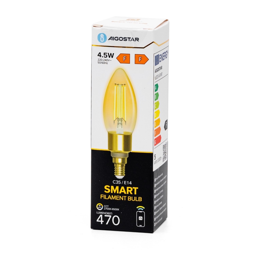 Dimmbare LED-Lampe FILAMENT C35 E14/4,5W/230V 2700-6500K Wi-Fi - Aigostar
