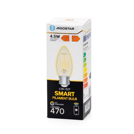 Dimmbare LED-Lampe FILAMENT C35 E27/4,5W/230V 2700-6500K Wi-Fi - Aigostar