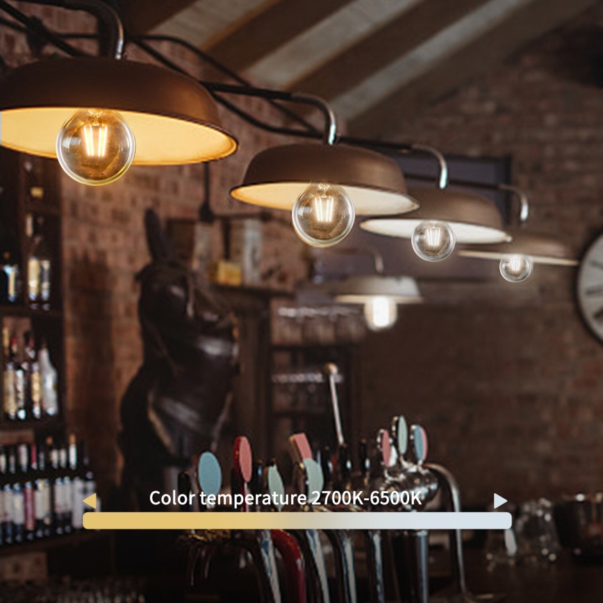 Dimmbare LED-Lampe FILAMENT G45 E14/4,5W/230V 2700-6500K Wi-Fi - Aigostar
