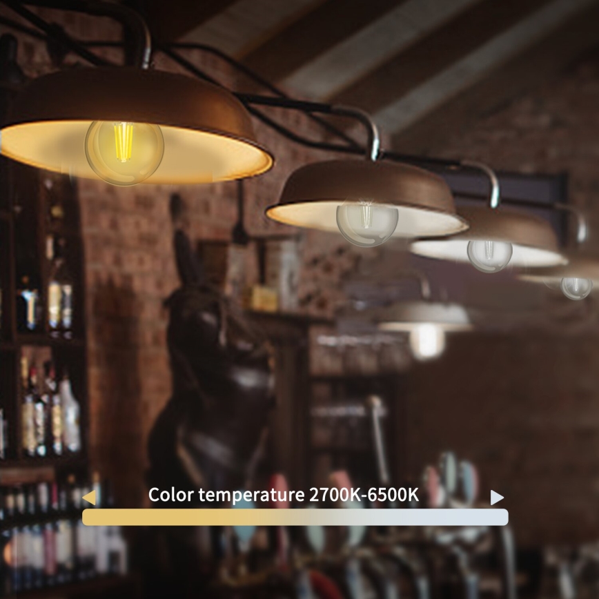 Dimmbare LED-Lampe FILAMENT G45 E27/4,5W/230V 2700-6500K Wi-Fi - Aigostar