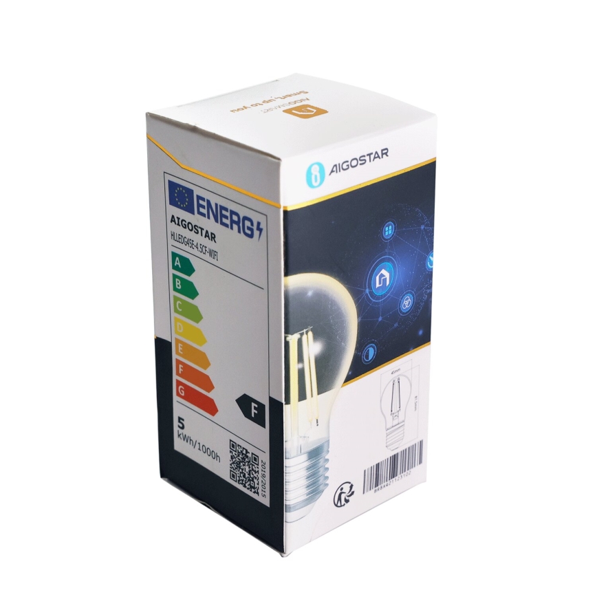 Dimmbare LED-Lampe FILAMENT G45 E27/4,5W/230V 2700-6500K Wi-Fi - Aigostar