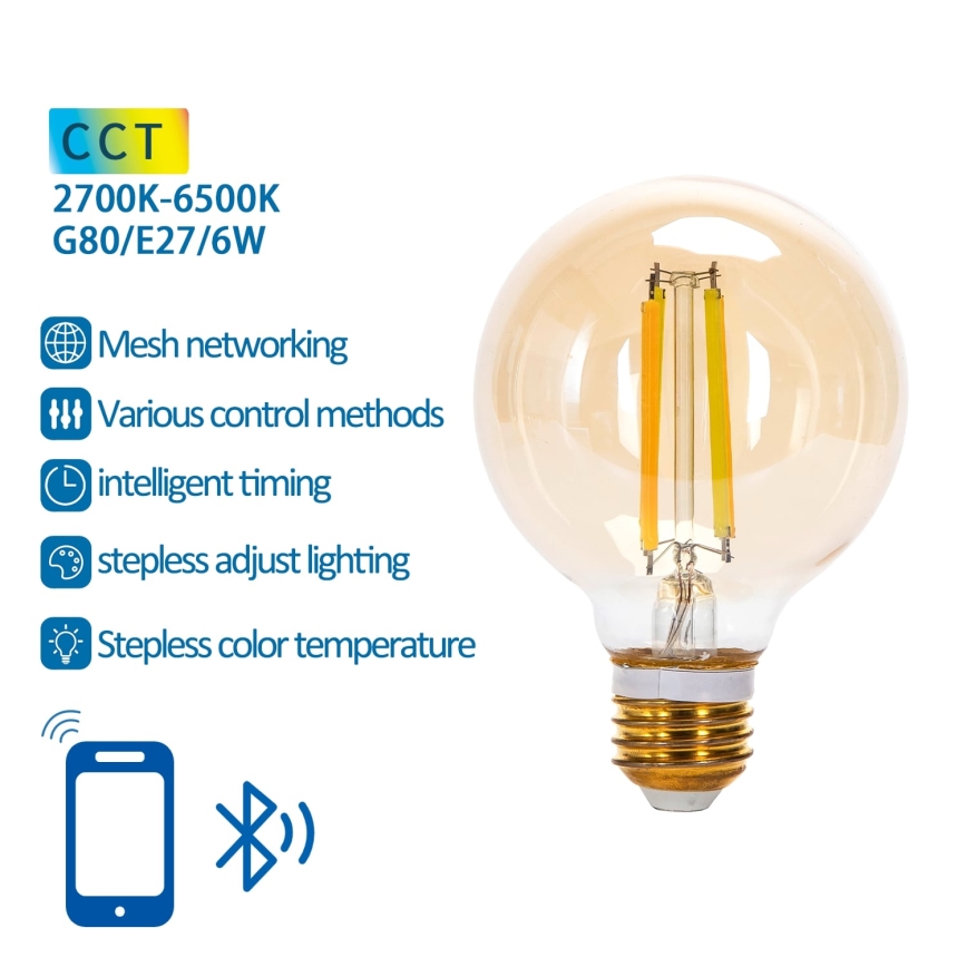 Dimmbare LED-Lampe FILAMENT MESH Smart G80 E27/6W/230V 2700-6500K - Aigostar