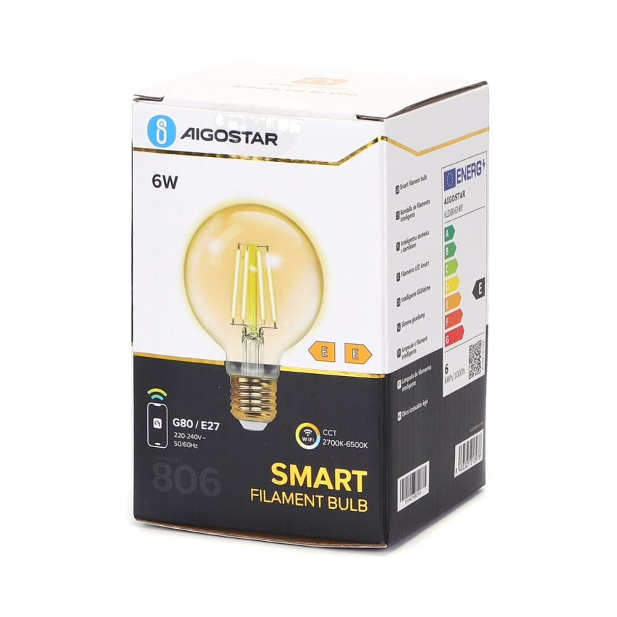 Dimmbare LED-Lampe FILAMENT G80 E27/6W/230V 2700-6500K Wi-Fi - Aigostar