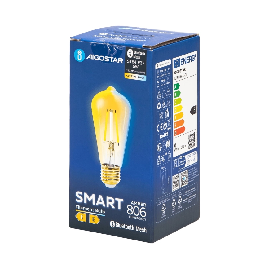 Dimmbare LED-Lampe FILAMENT MESH Smart ST64 E27/6W/230V 2700-6500K - Aigostar