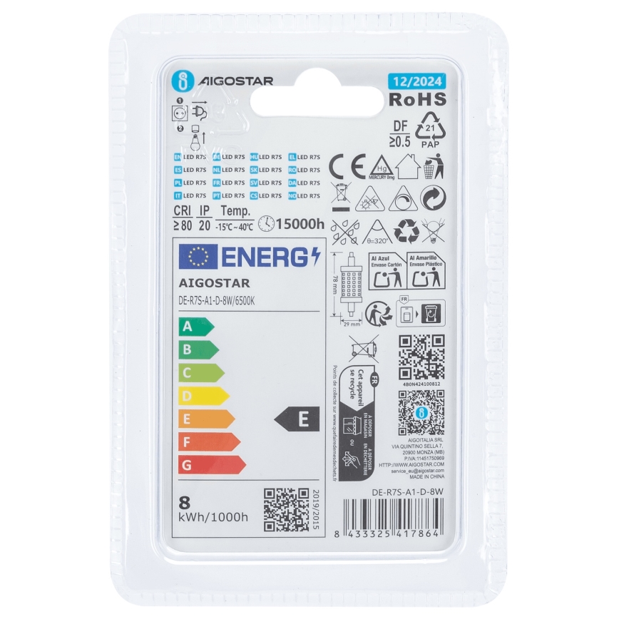 Dimmbare LED-Lampe R7s/8W/230V 6500K - Aigostar