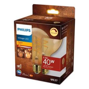 Dimmbare LED-Lampe VINTAGE Philips G95 E27/5,5W/230V 2200K