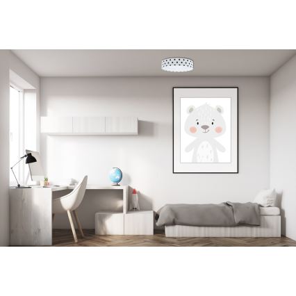 Dimmbare LED-Deckenleuchte SMART GALAXY KIDS LED/24W/230V 3000-6500K Punkte weiß/schwarz + Fernbedienung