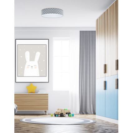 Dimmbare LED-Deckenleuchte SMART GALAXY KIDS LED/24W/230V 3000-6500K Sterne grau/weiß + Fernbedienung