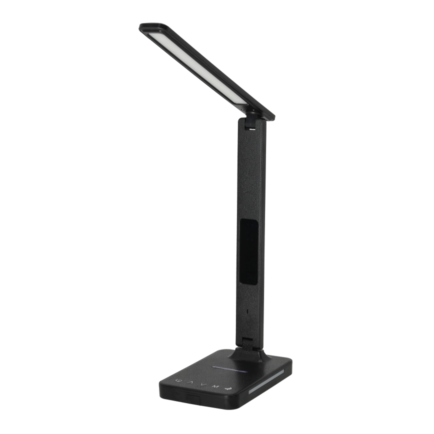 Dimmbare LED-Tischleuchte mit kabelloser QI-Aufladung, Display und USB-Anschluss LED/7W/230V 3000-6000K schwarz