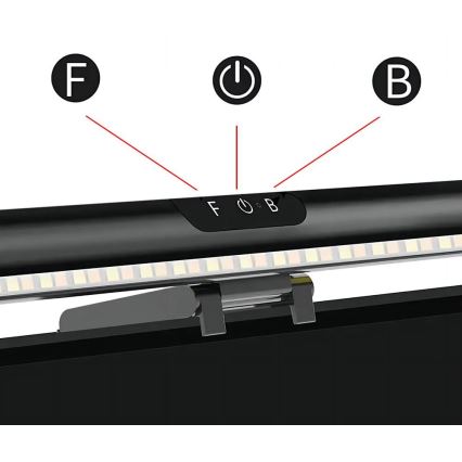 Dimmbare LED-Monitorbeleuchtung mit Touch-Funktion LED/5W/5V 3000/4000/5000/6000K 42 cm schwarz