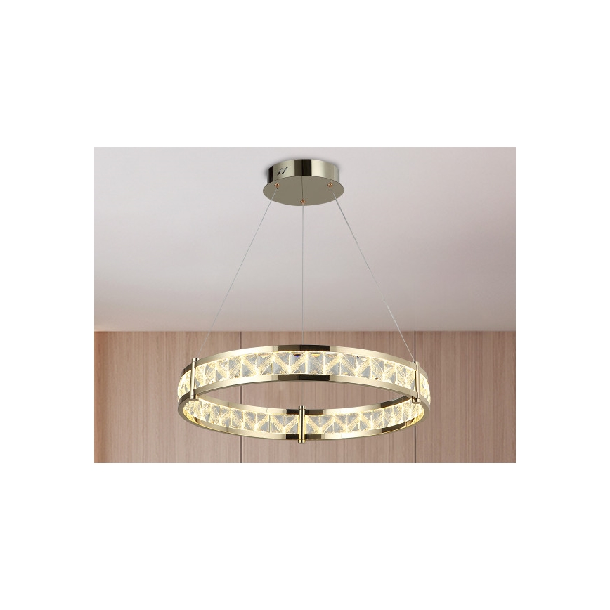 Dimmbare LED-Kristallpendelleuchte an Stahlseil ENRIQUE LED/55W//230V 3000-6000K Ø 80 cm + Fernbedienung