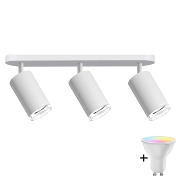 Dimmbare LED RGBW Badezimmer-Einbauleuchte TURYN 3xGU10/6,5W/230V 2700-6500K Wi-Fi IP44 Weiß