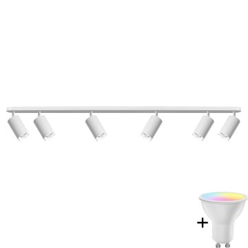 Dimmbare LED RGBW Badezimmer-Einbauleuchte TURYN 6xGU10/6,5W/230V 2700-6500K Wi-Fi IP44 Weiß
