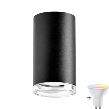 Dimmbare LED RGBW Badezimmer-Spotlampe TURYN 1xGU10/6,5W/230V 2700-6500K Wi-Fi IP44 schwarz