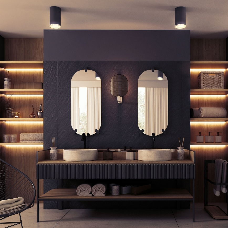 Dimmbare LED RGBW Badezimmer-Spotlampe TURYN 1xGU10/6,5W/230V 2700-6500K Wi-Fi IP44 schwarz