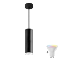 Dimmbare LED RGBW Badezimmerpendelleuchte TURYN 1xGU10/6,5W/230V 2700-6500K Wi-Fi IP44 Schwarz