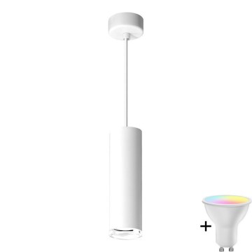 Dimmbare LED RGBW Badezimmerpendelleuchte TURYN 1xGU10/6,5W/230V 2700-6500K Wi-Fi IP44 Weiß