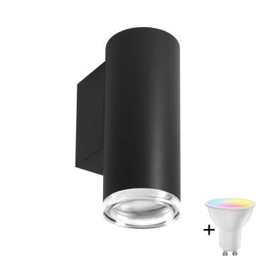 Dimmbare LED RGBW Badezimmerwandleuchte TURYN 1xGU10/6,5W/230V 2700-6500K Wi-Fi IP44 Schwarz