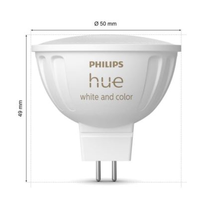 Dimmbare LED-RGBW-Glühbirne Philips Hue White And Color Ambiance GU5,3/MR16/6,3W/12V 2000-6500K