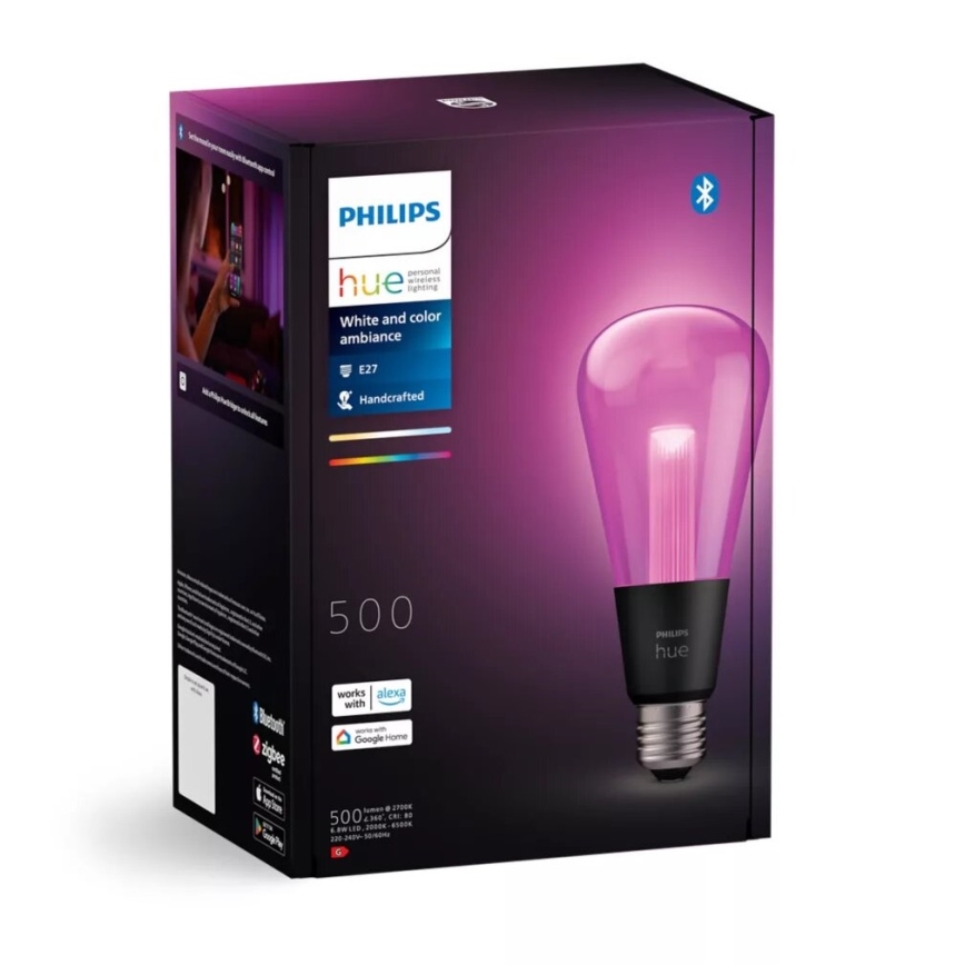 Dimmbare LED-RGBW-Glühlampe Philips Hue White And Color Ambiance E27/6,8W/230V 2000-6500K