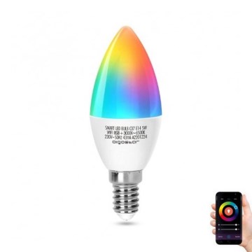 Dimmbare LED-RGBW-Lampe C37 E14/5W/230V 3000-6500K Wi-Fi - Aigostar