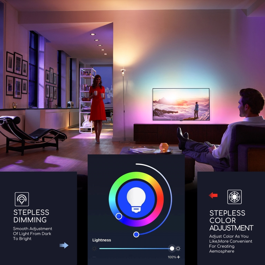 Dimmbare LED-RGBW-Lampe C37 E14/5W/230V 3000-6500K Wi-Fi - Aigostar