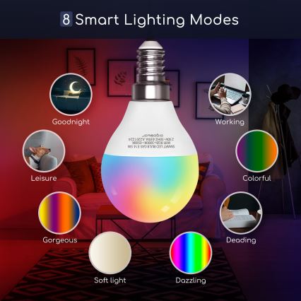 Dimmbare LED-RGBW-Lampe G45 E14/5W/230V 3000-6500K Wi-Fi - Aigostar