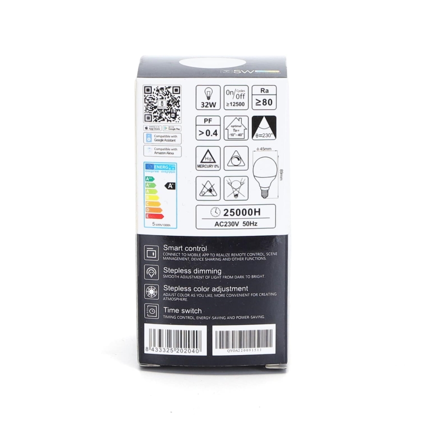 Dimmbare LED-RGBW-Lampe G45 E14/5W/230V 3000-6500K Wi-Fi - Aigostar