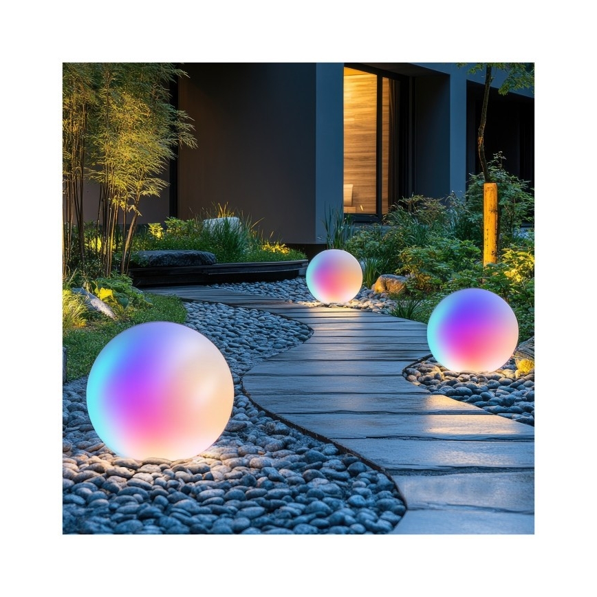 LED RGBW dimmbare Solarleuchte GARDEN BALL LED/5W/3,7V 3000K IP54 2200 mAh Ø 40 cm + Fernbedienung