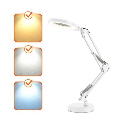 Dimmbare LED-Tischlampe mit Lupe 2-in-1 AURIQ LOUPE LED/10W/5V 3000/4000/6500K weiß