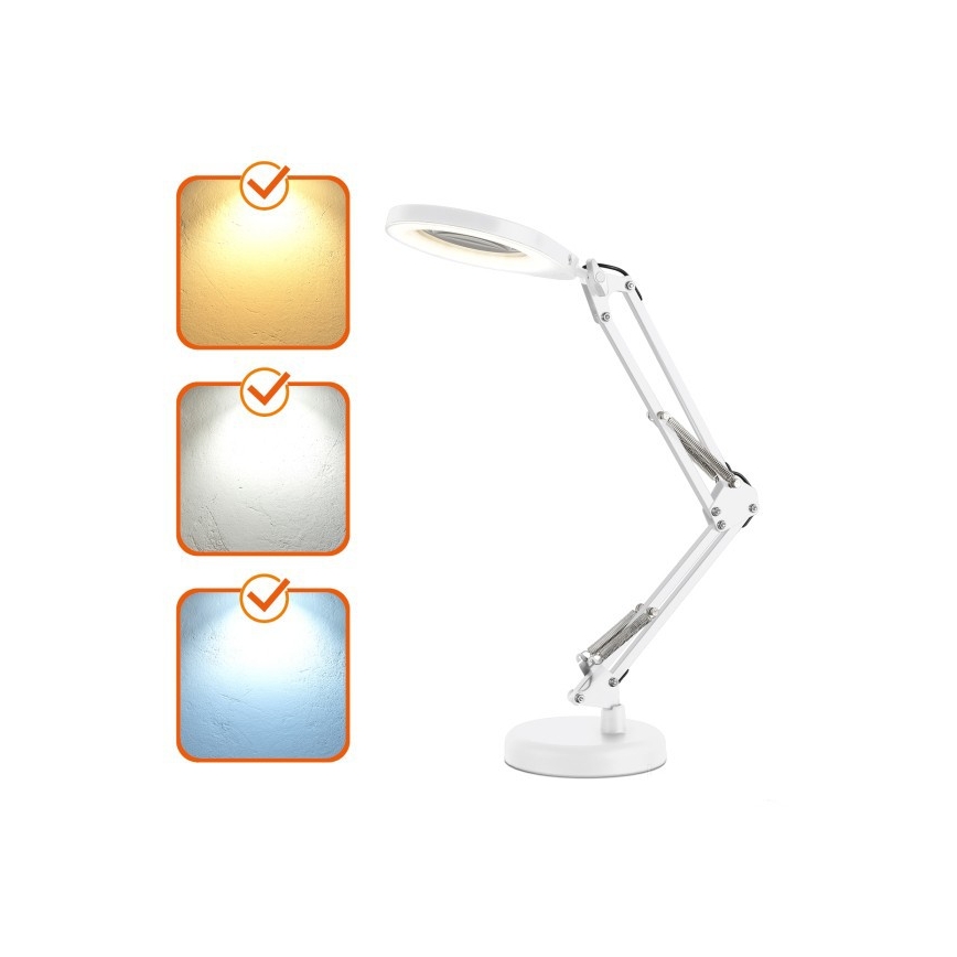 Dimmbare LED-Tischlampe mit Lupe 2-in-1 AURIQ LOUPE LED/10W/5V 3000/4000/6500K weiß