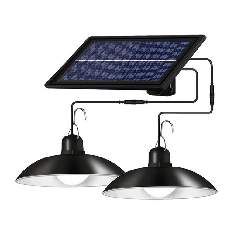 Dimmbare LED-Solar-Hängeleuchte mit Kabelaufhängung und Sensor 2xLED/1,8W/3,7V IP44 6500K 2400 mAh + Fernbedienung