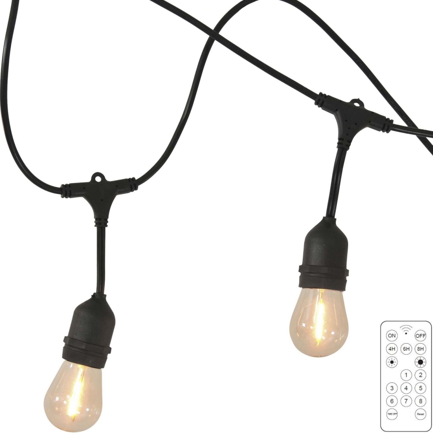 Dimmbare LED-Solar-Lichterkette für den Außenbereich PARTY 10xE27/3,7V 1800 mAh 10 m IP44 + Fernbedienung
