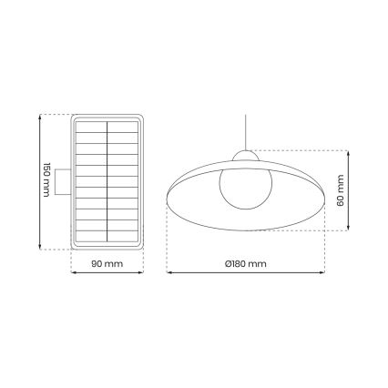 Dimmbare LED-Solar-Pendelleuchte mit Dämmerungssensor LED/6W/3,7V 800 mAh IP44 + Fernbedienung