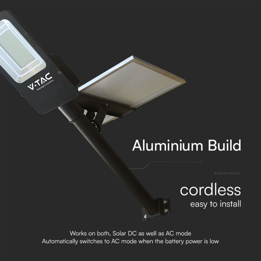 Dimmbare LED-Hybrid-Solarstraßenleuchte LED/50W/230V 6500K IP65 50000 mAh + Fernbedienung
