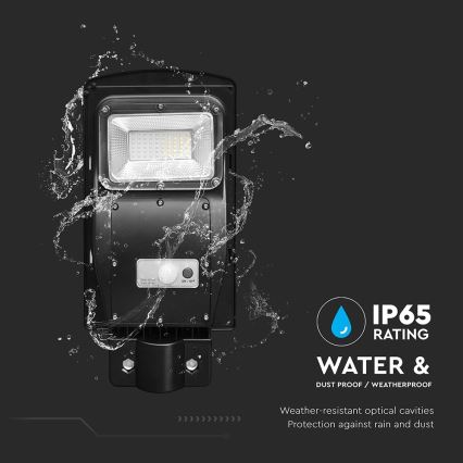 Dimmbare LED-Solar-Straßenleuchte mit Bewegungs- und Dämmerungssensor LED/6W/3,2V 6000K IP65 5000 mAh schwarz + Fernbedienung
