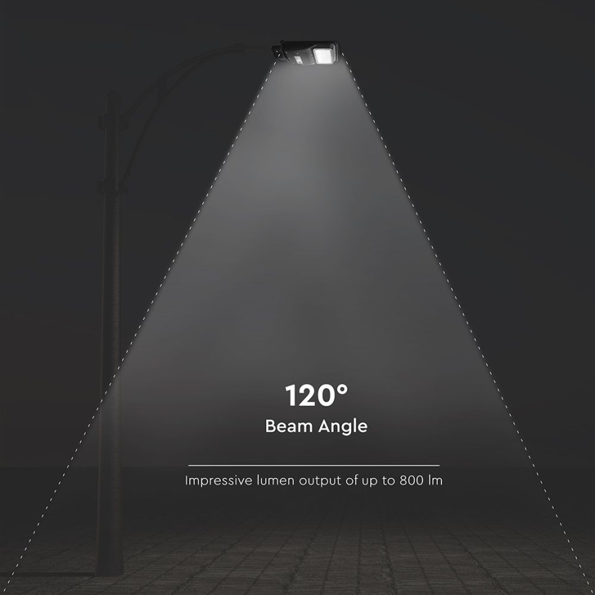 Dimmbare LED-Solar-Straßenleuchte mit Bewegungs- und Dämmerungssensor LED/6W/3,2V 6000K IP65 5000 mAh schwarz + Fernbedienung