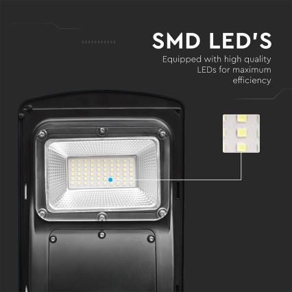 Dimmbare LED-Solar-Straßenleuchte mit Bewegungs- und Dämmerungssensor LED/6W/3,2V 6000K IP65 5000 mAh schwarz + Fernbedienung