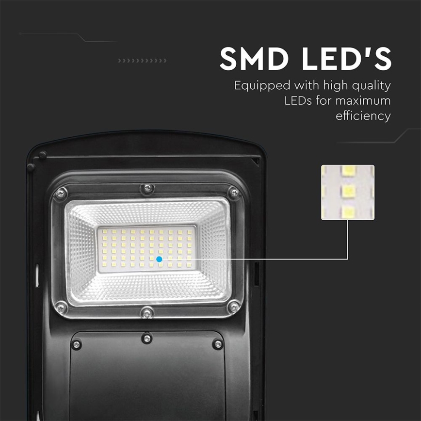 Dimmbare LED-Solar-Straßenleuchte mit Bewegungs- und Dämmerungssensor LED/6W/3,2V 6000K IP65 5000 mAh schwarz + Fernbedienung