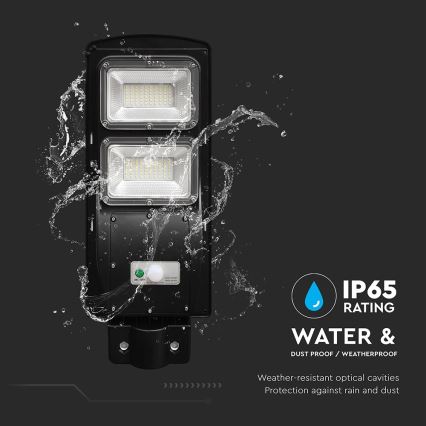 Dimmbare LED-Solar-Straßenleuchte mit Bewegungs- und Dämmerungssensor LED/8W/3,2V 6000K IP65 9000 mAh schwarz + Fernbedienung