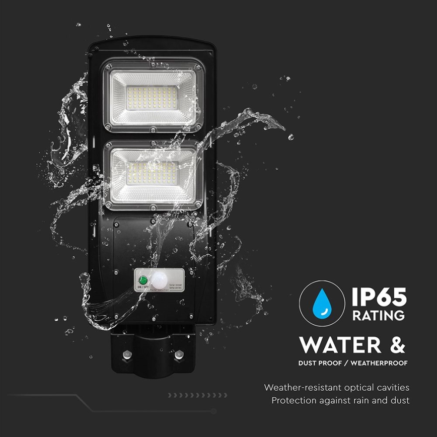 Dimmbare LED-Solar-Straßenleuchte mit Bewegungs- und Dämmerungssensor LED/8W/3,2V 6000K IP65 9000 mAh schwarz + Fernbedienung