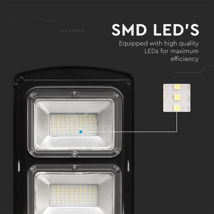 Dimmbare LED-Solar-Straßenleuchte mit Bewegungs- und Dämmerungssensor LED/8W/3,2V 6000K IP65 9000 mAh schwarz + Fernbedienung