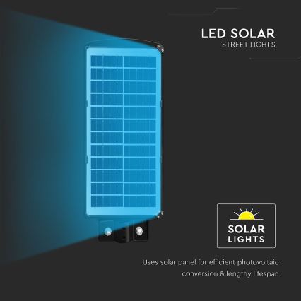 Dimmbare LED-Solar-Straßenleuchte mit Bewegungs- und Dämmerungssensor LED/8W/3,2V 6000K IP65 9000 mAh schwarz + Fernbedienung