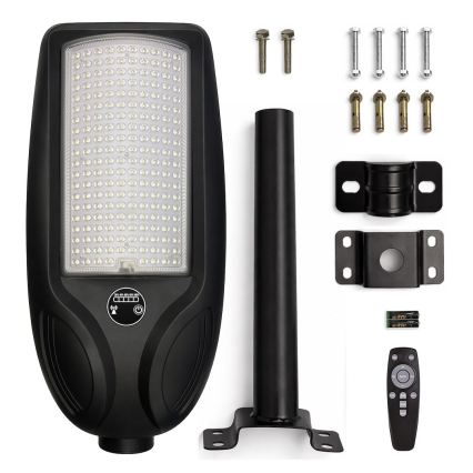 Dimmbare LED-Solar-Straßenleuchte mit Sensor VENICE LED/200W/3,2V 12000 mAh IP65 schwarz + Fernbedienung