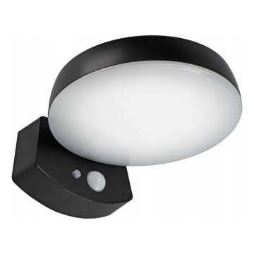 Dimmbare LED-Solar-Wandleuchte mit Sensor LED/3W/3,7V 1800 mAh IP54 schwarz