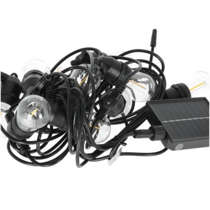 LED dimmbare solarbetriebene dekorative Lichterkette STARLIGHT NEO 20xE27/3,7V 2700K IP54 2400 mAh 21,5m + Fernbedienung