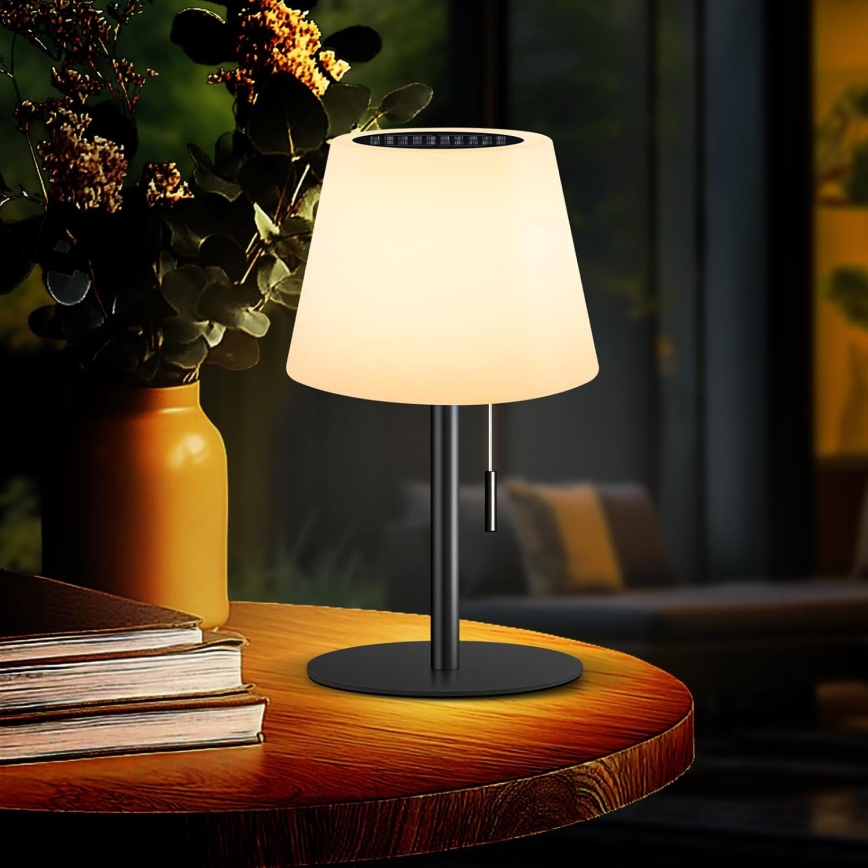 Dimmbare LED-Solarlampe LED/2W/5V USB 1200 mAh IP44 weiß/schwarz
