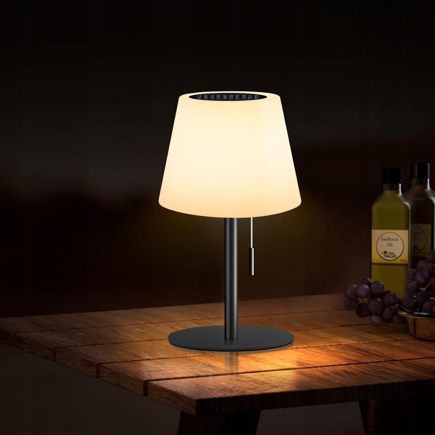 Dimmbare LED-Solarlampe LED/2W/5V USB 1200 mAh IP44 weiß/schwarz